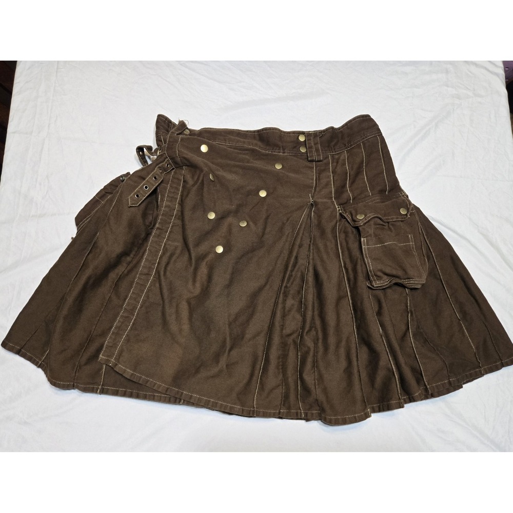 Utility Kilt Unbranded Mens 42 Brown Canvas Utility Kilt Adjustable Strap Snaps
